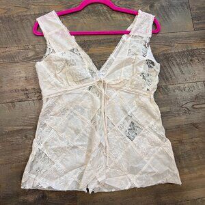 White House Black Market Lace Open-Front Tie Tank Drawstring Small